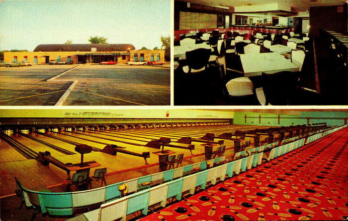 Firebird Lanes (Huron Bowl, JBs Lounge) - Vintage Postcard (newer photo)